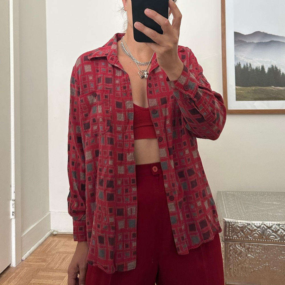 Red Plaid Women's Top